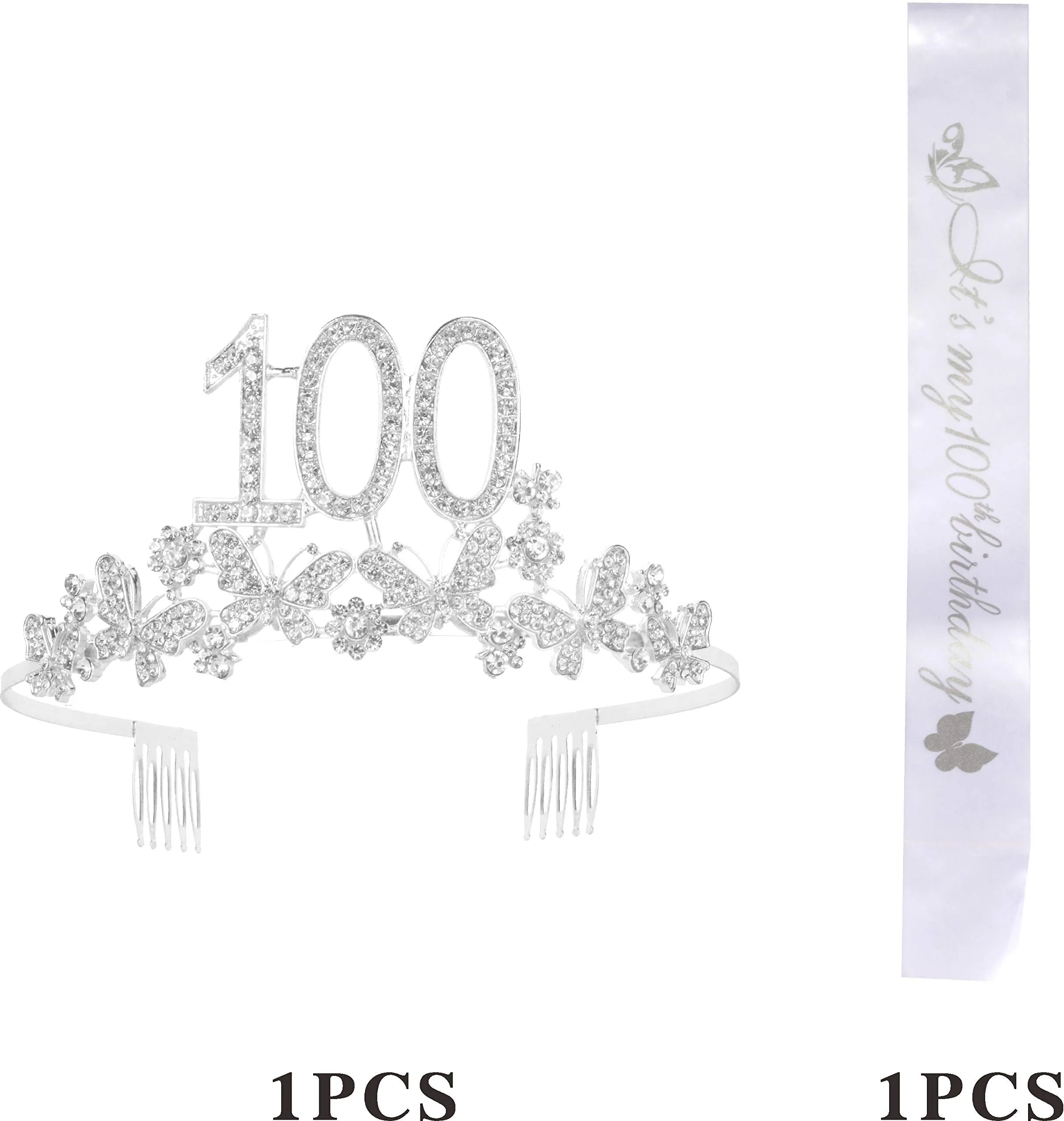 100th Birthday Gifts for Women, 100th Birthday Tiara and Sash, Its My 100th Birthday