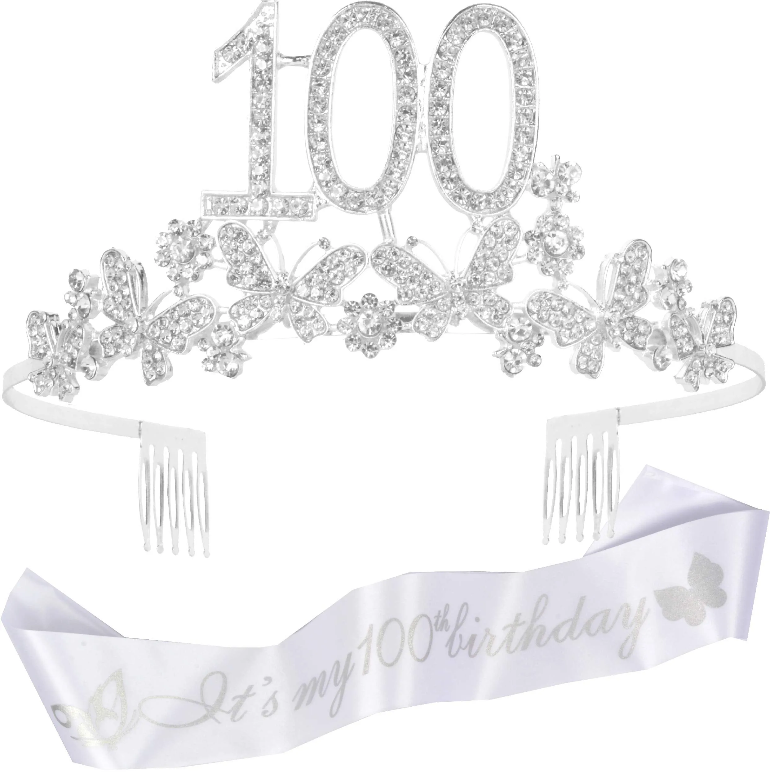 100th Birthday Gifts for Women, 100th Birthday Tiara and Sash, Its My 100th Birthday