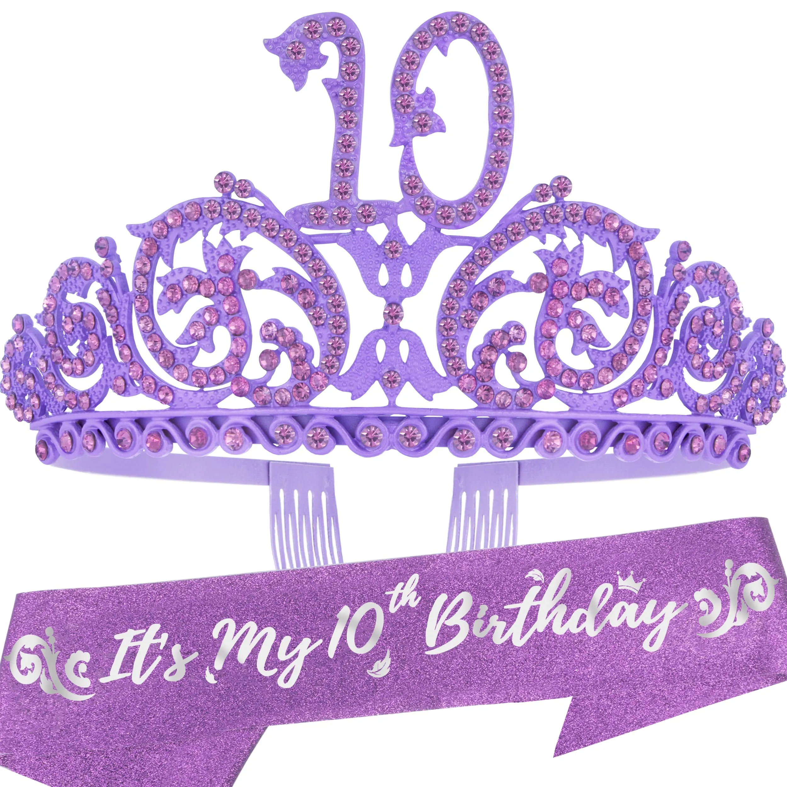 10th Birthday, 10th Birthday Gifts for Girls, 10th Birthday Tiara and Sash, 10th Birthday