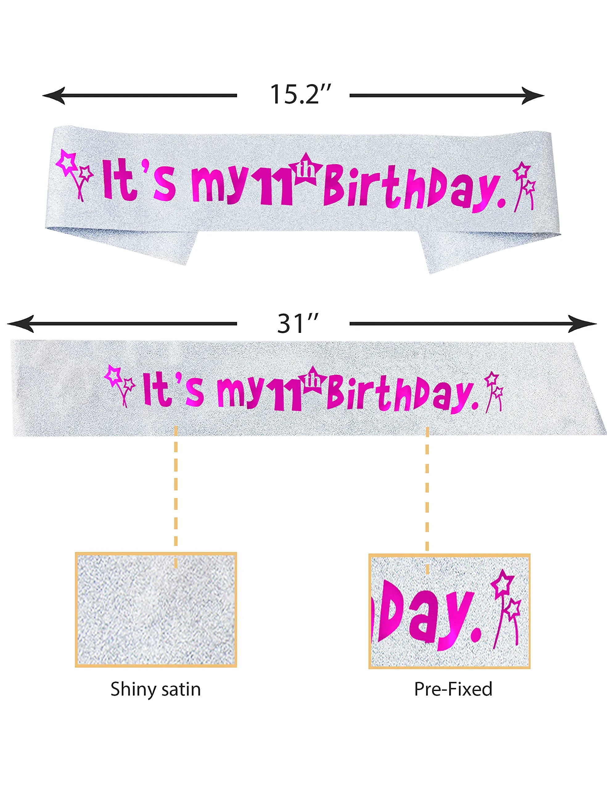 11th Birthday, 11th Birthday Gifts for Girls, 11th Birthday Tiara and Sash Silver, 11th