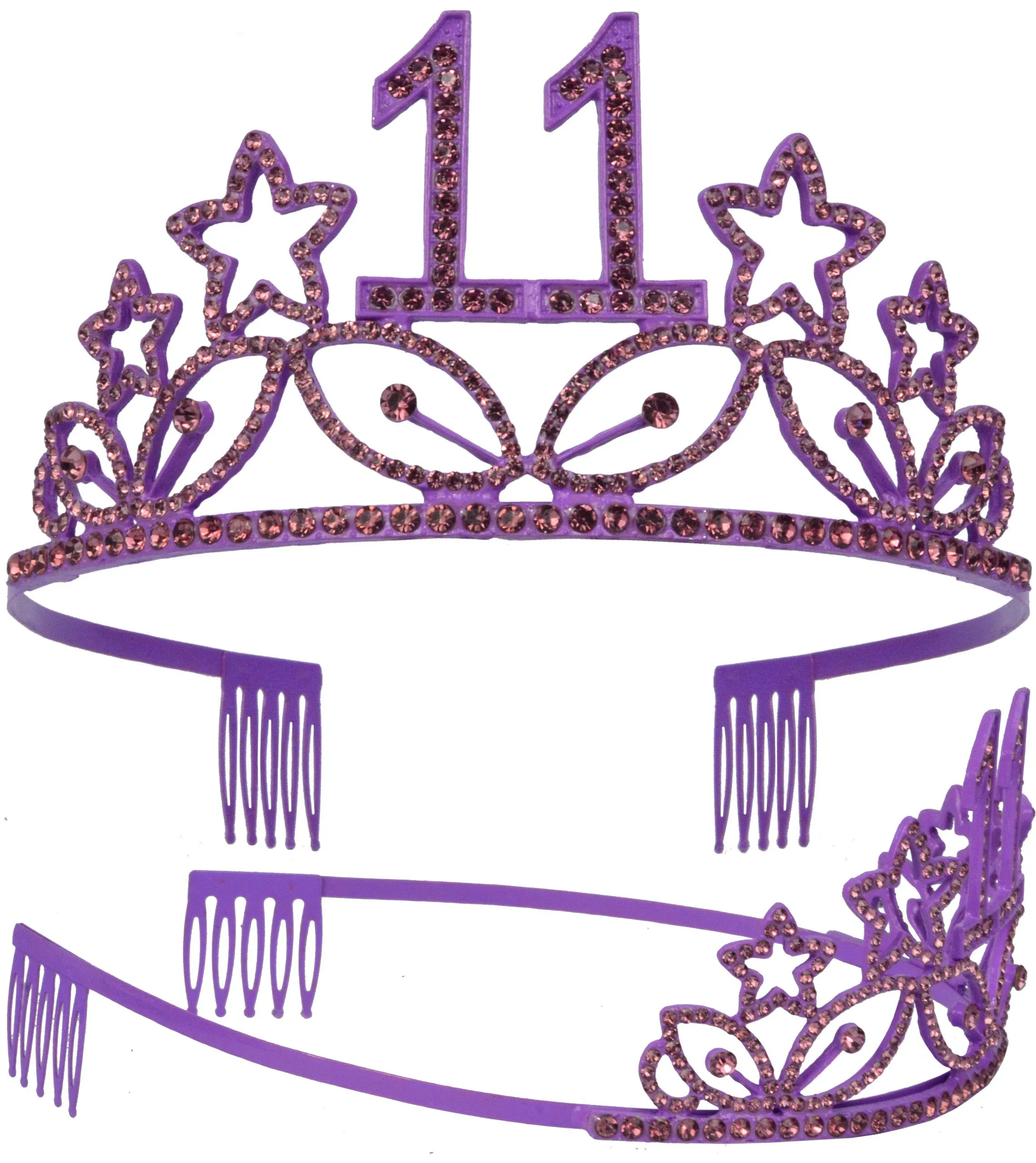 11th Birthday Gifts for Girl, 11th Birthday Tiara and Sash Purple, Happy 11th Birthday