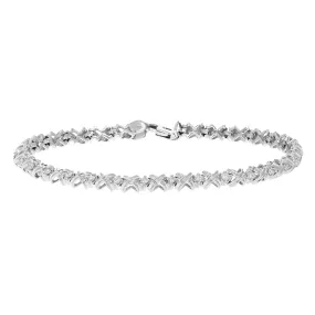 1/2 cttw SI2-I1 Diamond Bracelet 10K White Gold Round Prong Set XOXO 7 Inch