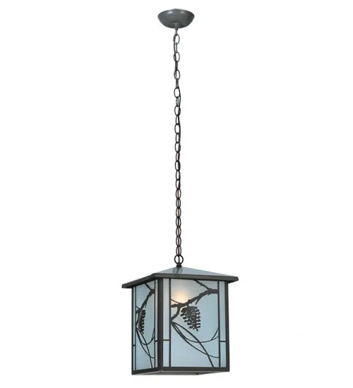 12"Sq Whispering Pines Rustic Lodge Lantern Outdoor Pendant