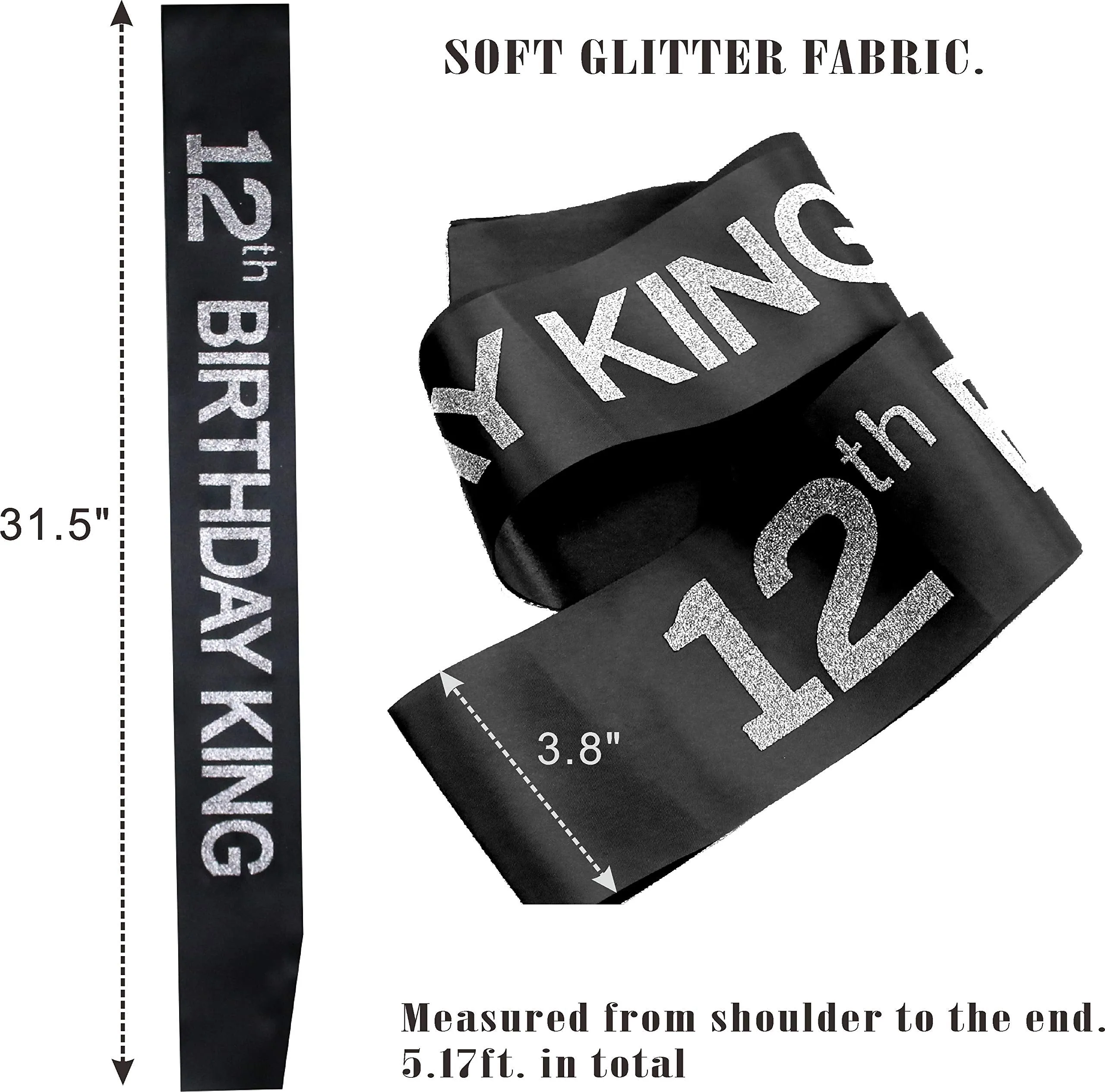 12th Birthday King Crown,12th Birthday Gifts for Boy,12th Birthday King Sash,12th Birthday