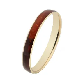 14 Karat Yellow Gold Koa Wood Ring Barrel Shape 3mm