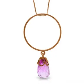 14K Solid Rose Gold Necklace w/ Briolette Pink Topaz