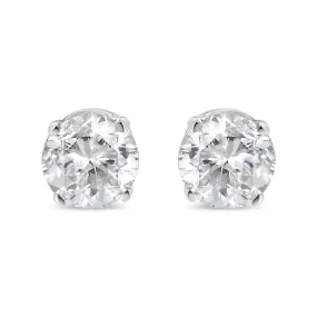 14K White Gold 1/3 Cttw Round Brilliant-Cut Near Colorless Diamond Classic 4-Prong Stud Earrings (I-J Color, VS1-VS2 Clarity)