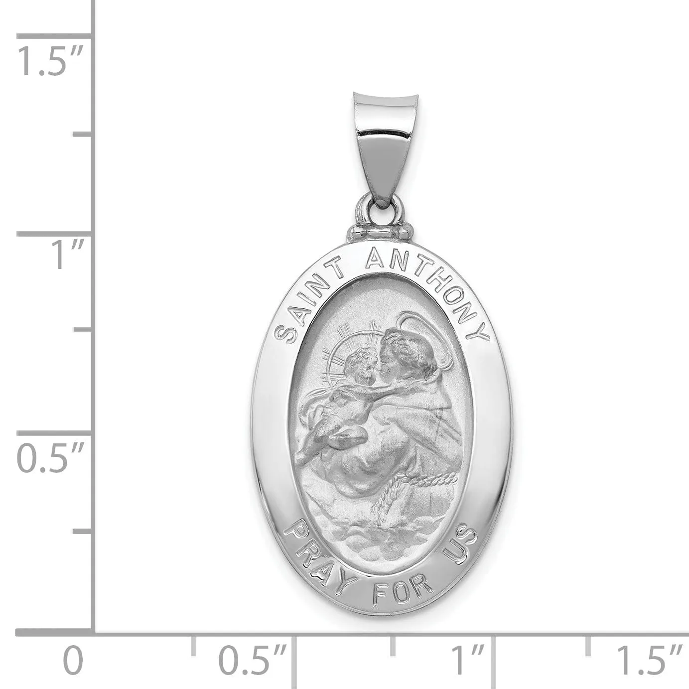 14k White Gold Saint Anthony Medal Pendant