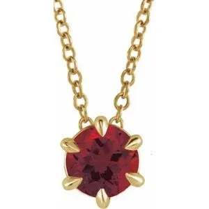 14K Yellow 6 mm Lab-Grown Alexandrite Solitaire 16-18" Necklace