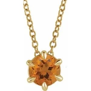 14K Yellow 6 mm Lab-Grown Alexandrite Solitaire 16-18" Necklace