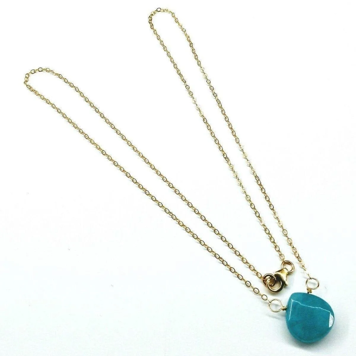 14kt Gold Filled Aqua Jade Wire Wrap Delicate Gemstone Drop Necklace by Alexa Martha Designs