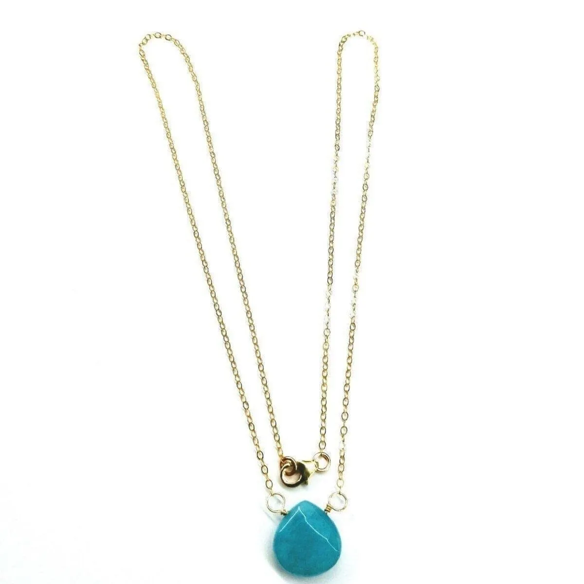 14kt Gold Filled Aqua Jade Wire Wrap Delicate Gemstone Drop Necklace by Alexa Martha Designs