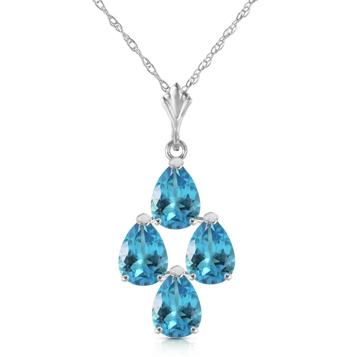 1.5 Carat 14K Solid White Gold Good Beginnings Blue Topaz Necklace