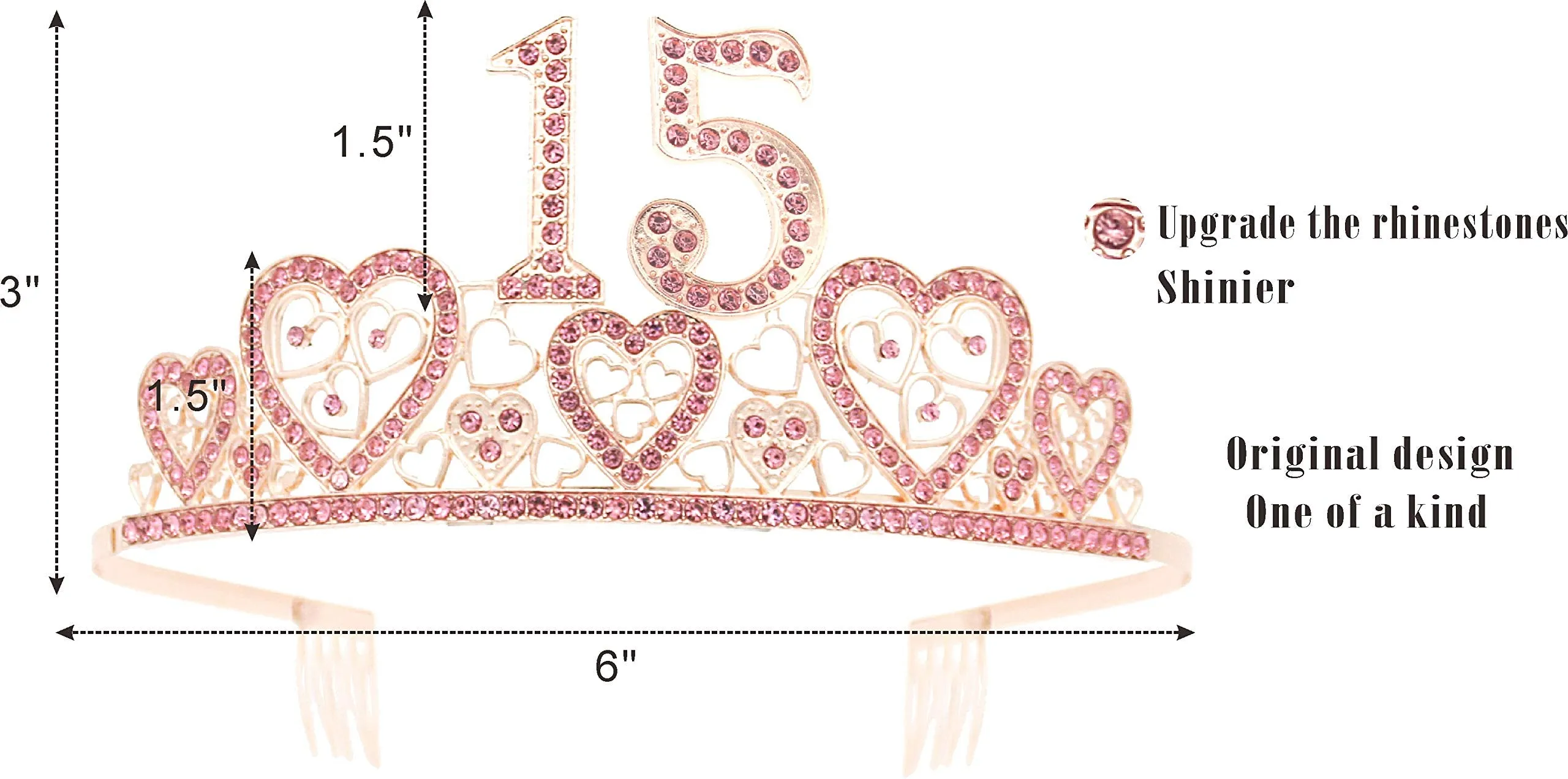 15th Birthday Gifts for Girls,15th Birthday Tiara and Sash,15th Birthday Decorations,15