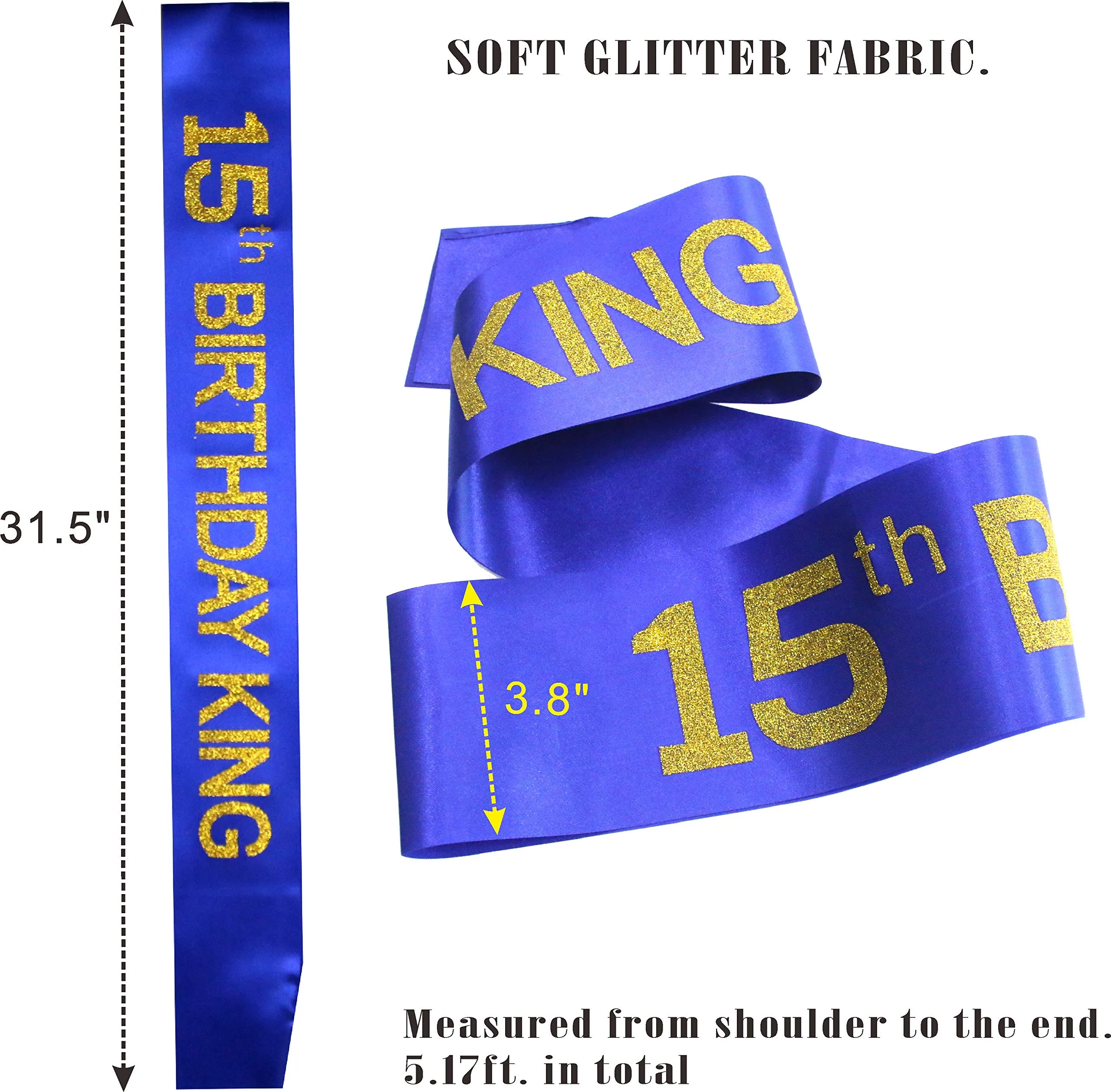 15th Birthday King Crown and Sash for boy,15th Birthday for Him,15th Birthday King Crown