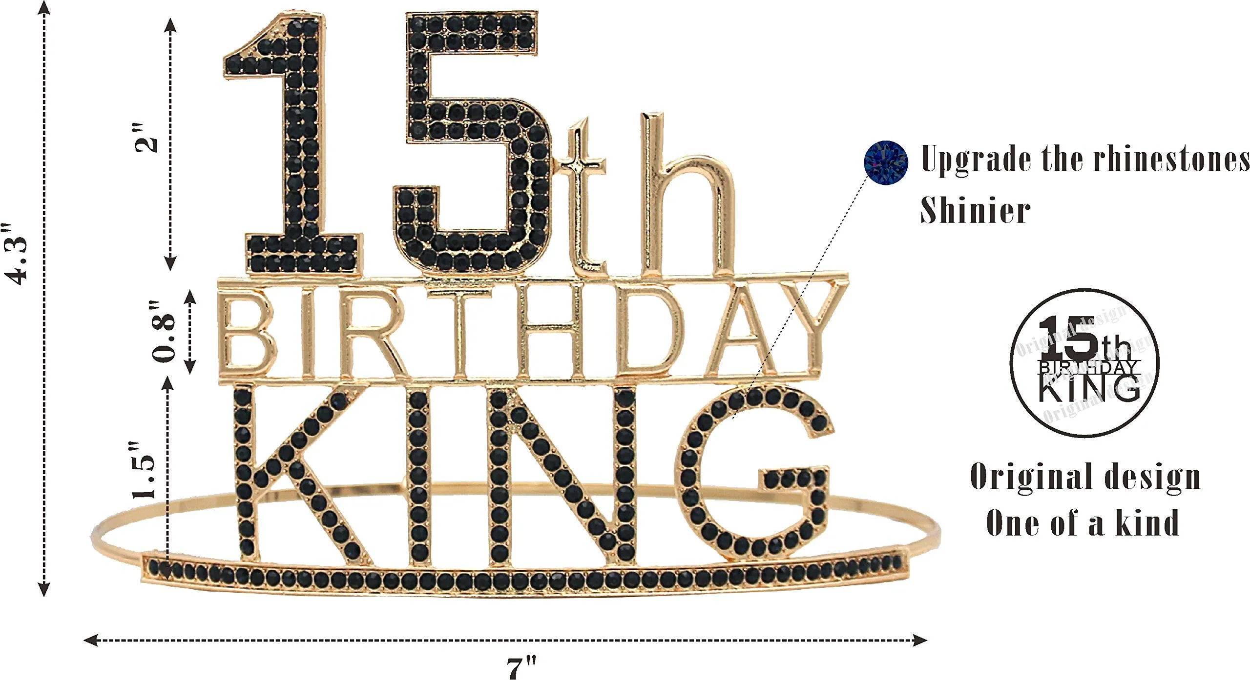 15th Birthday King Crown and Sash for boy,15th Birthday for Him,15th Birthday King Crown