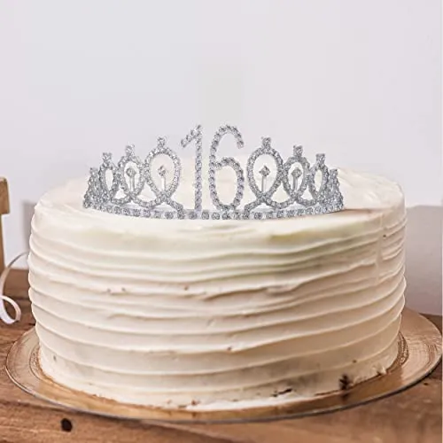 16th Birthday, 16th Birthday Gifts for Girls, 16th Birthday Tiara and Sash Silver, 16th