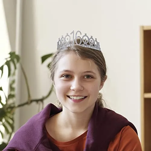 16th Birthday, 16th Birthday Gifts for Girls, 16th Birthday Tiara and Sash Silver, 16th