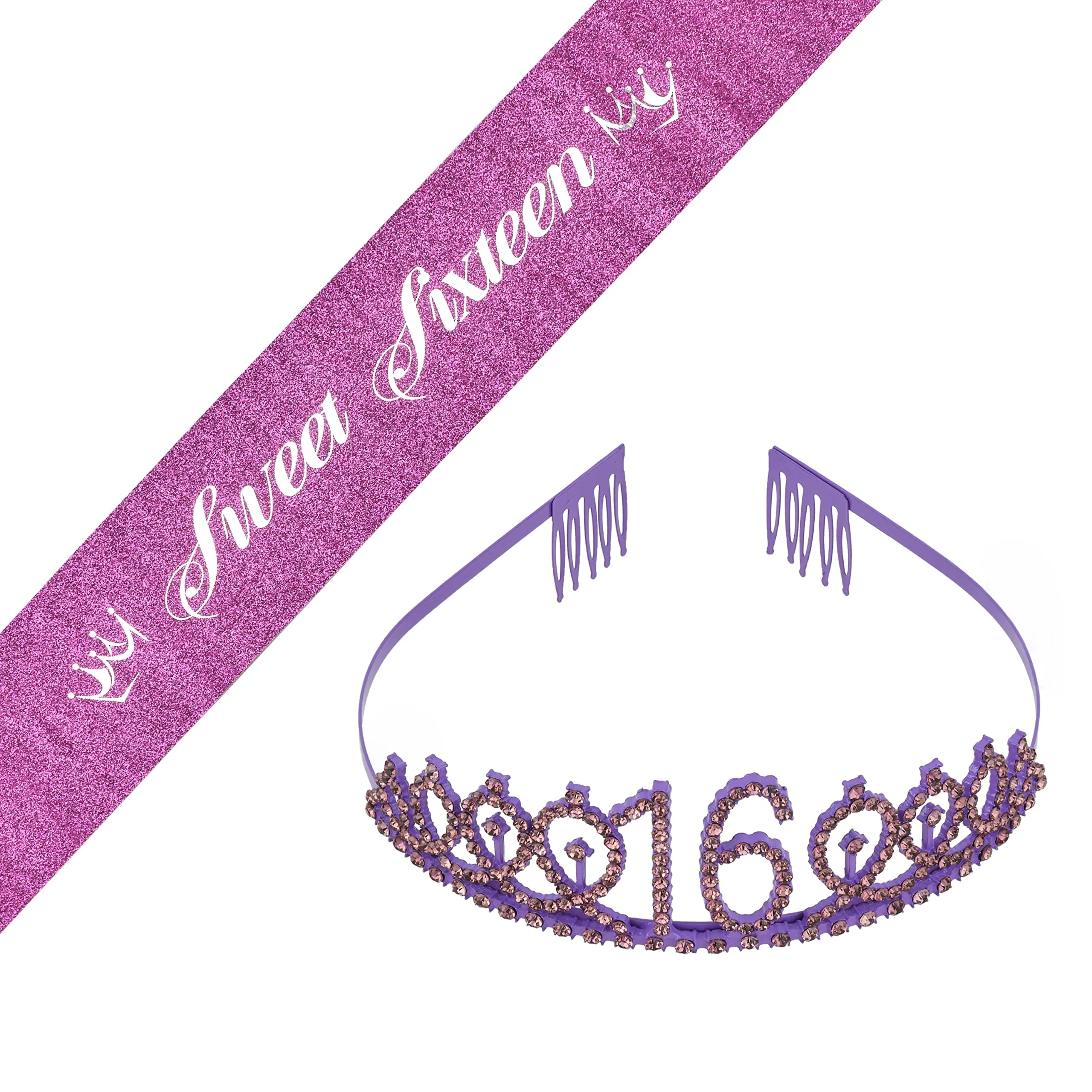 16th Birthday, 16th Birthday Gifts for Girls, 16th Birthday Tiara and Sash Silver, 16th