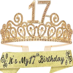 17th Birthday, 17th Birthday Gifts, 17th Birthday Crown, 17th Birthday Sash for Girls