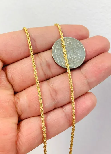 18K Gold Filled Rope Chain Necklace For Mens Womens 18" 20" 24" Everyday Necklace Cadena Rope Para Mujer y Hombre / Dainty Necklace