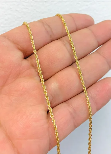 18K Gold Filled Rope Chain Necklace For Mens Womens 18" 20" 24" Everyday Necklace Cadena Rope Para Mujer y Hombre / Dainty Necklace