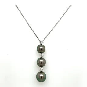 18K White Gold Tahitian Black South Sea Pearl Necklace