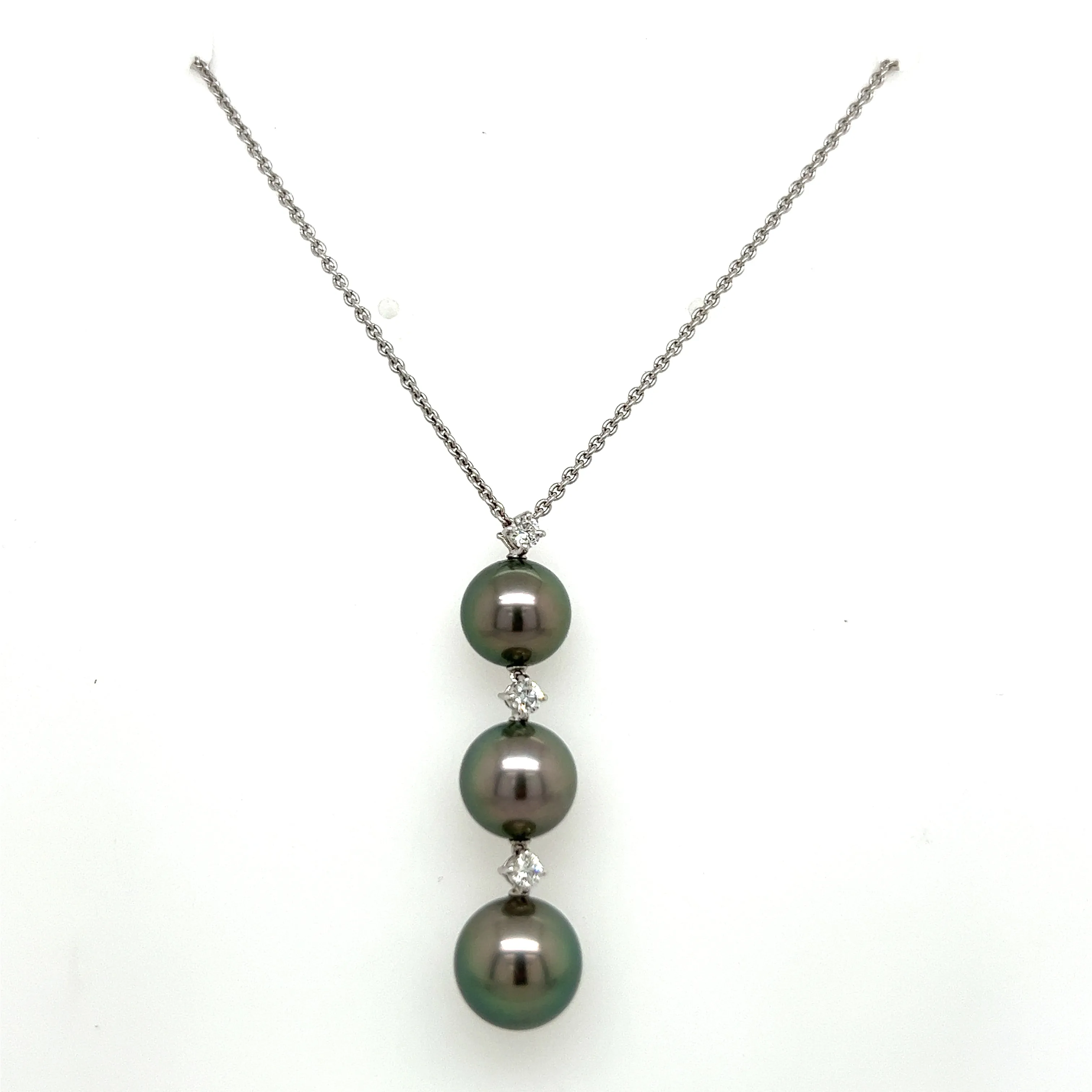 18K White Gold Tahitian Black South Sea Pearl Necklace