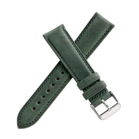 18mm 19mm 20mm 22mm Quick Release Padded Leather Watch Strap - Green