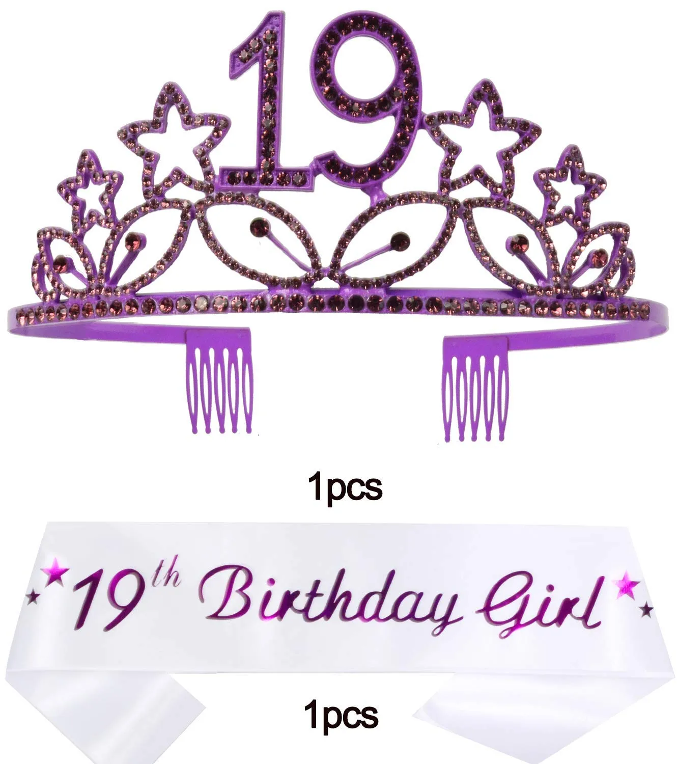 19th Birthday, 19th Birthday Gifts, 19th Birthday Crown, 19th Birthday Sash and Crown