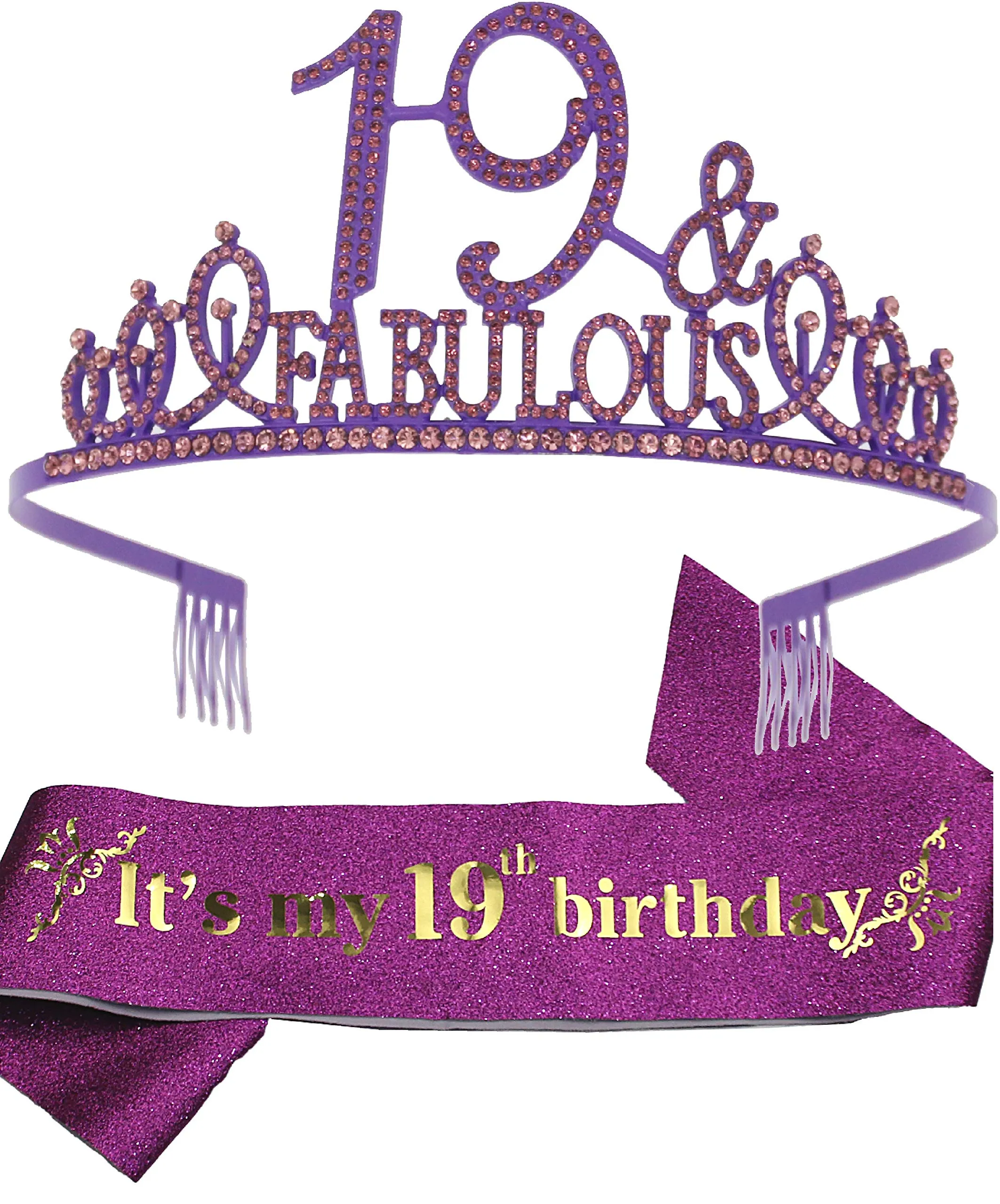 19th Birthday Gifts for Girls, 19th Birthday Tiara and Sash, 19th Birthday Decorations