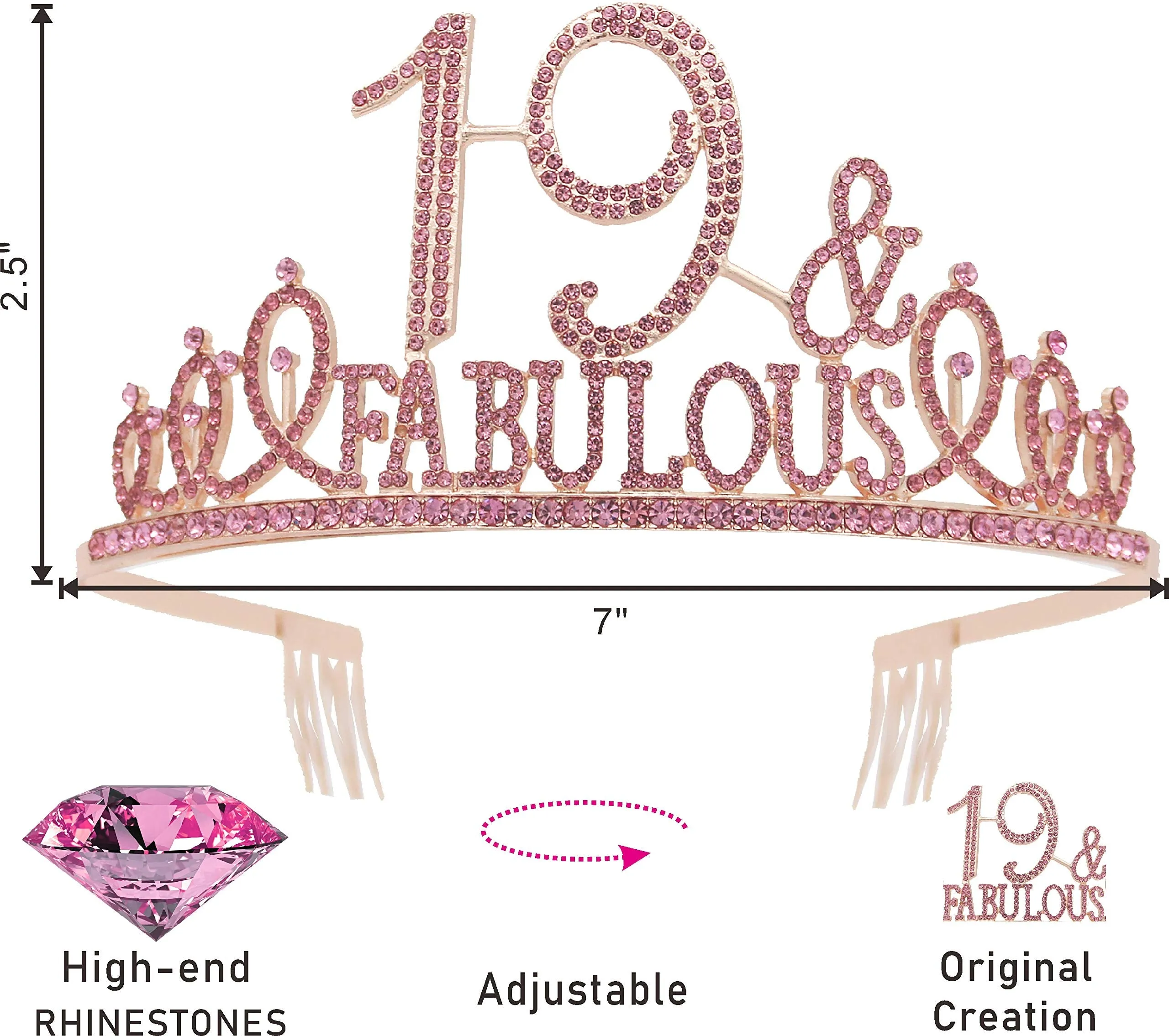 19th Birthday Gifts for Girls, 19th Birthday Tiara and Sash, 19th Birthday Decorations