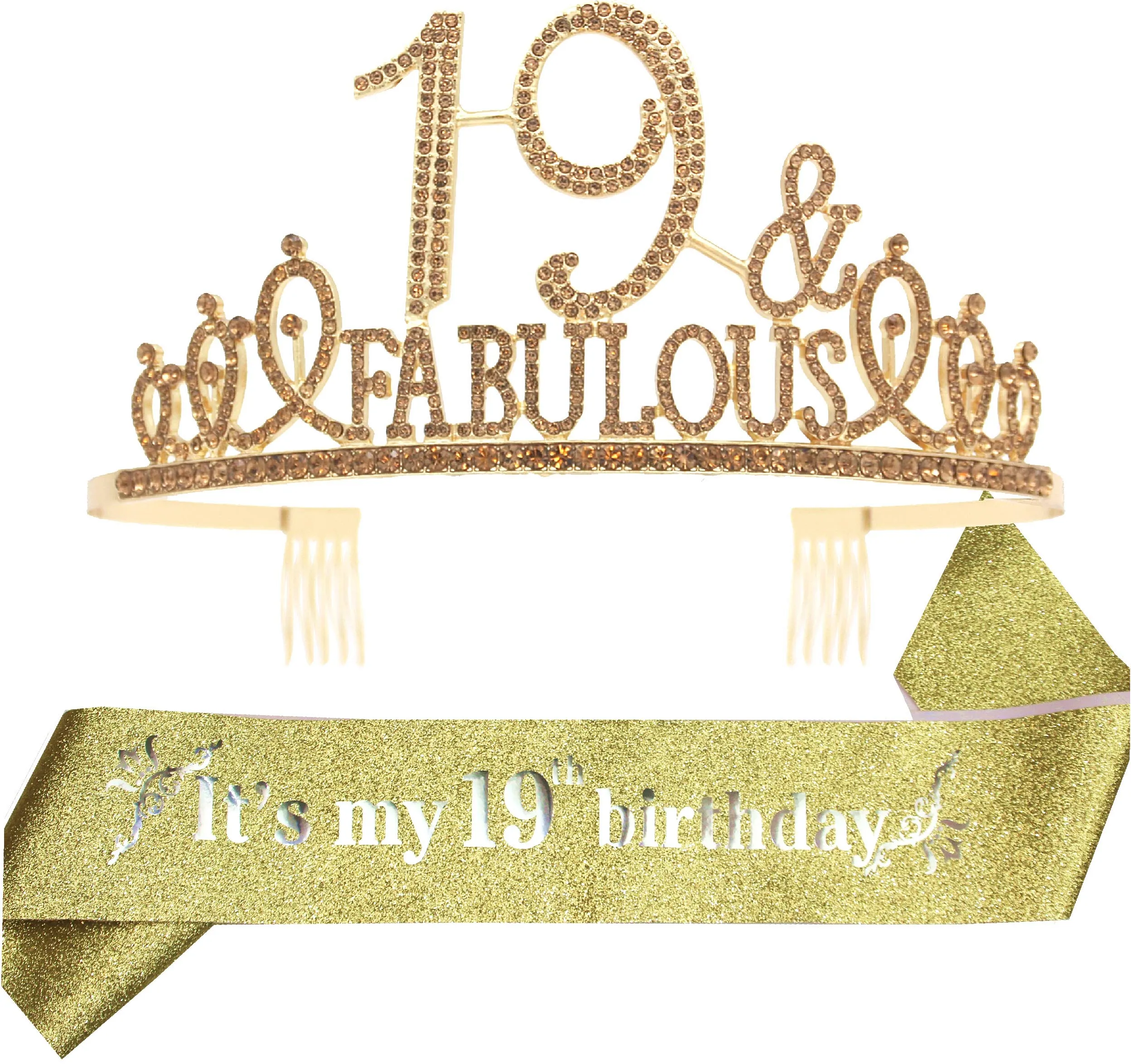 19th Birthday Gifts for Girls, 19th Birthday Tiara and Sash, 19th Birthday Decorations