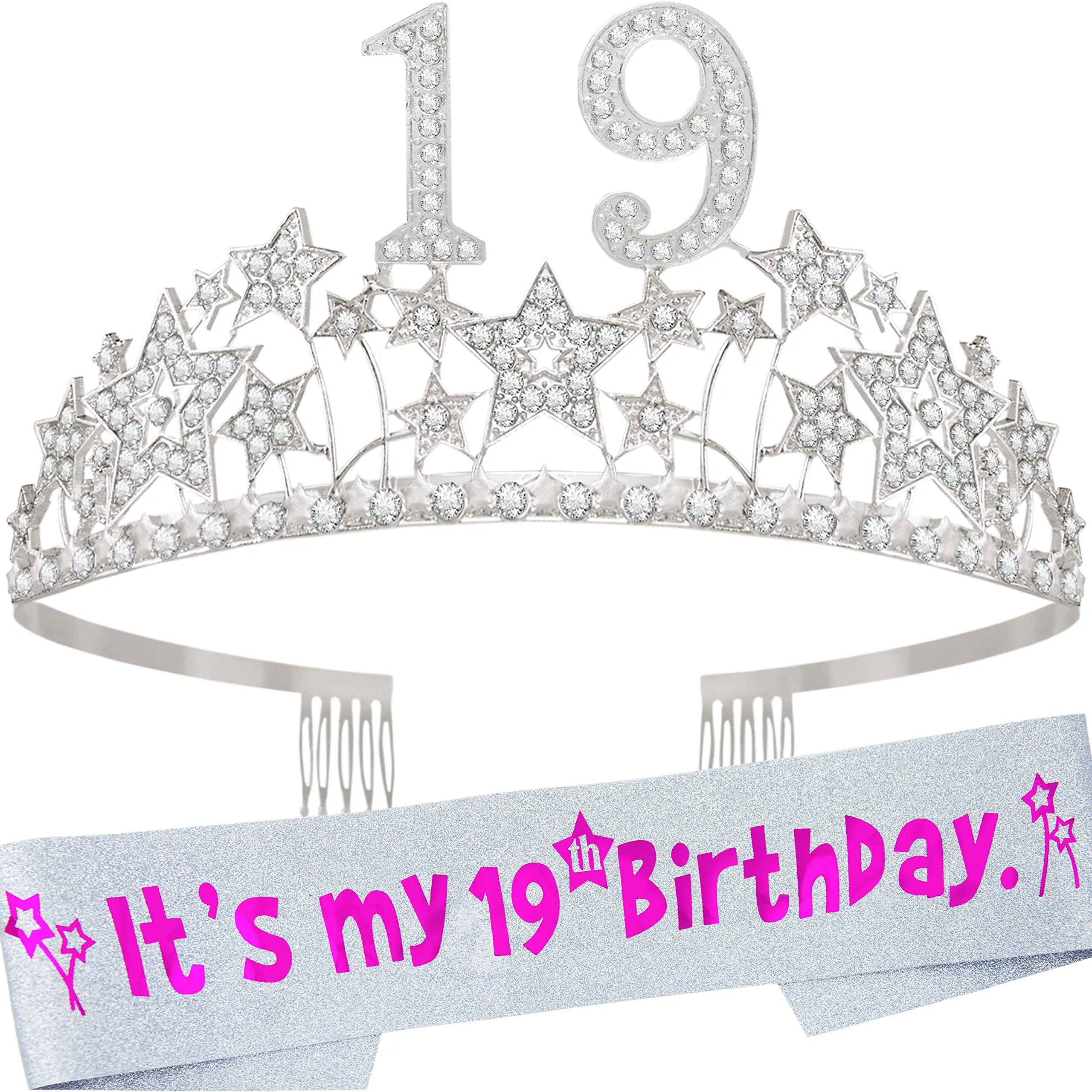 19th Birthday Gifts for Girls, 19th Birthday Tiara and Sash, 19th Birthday Decorations