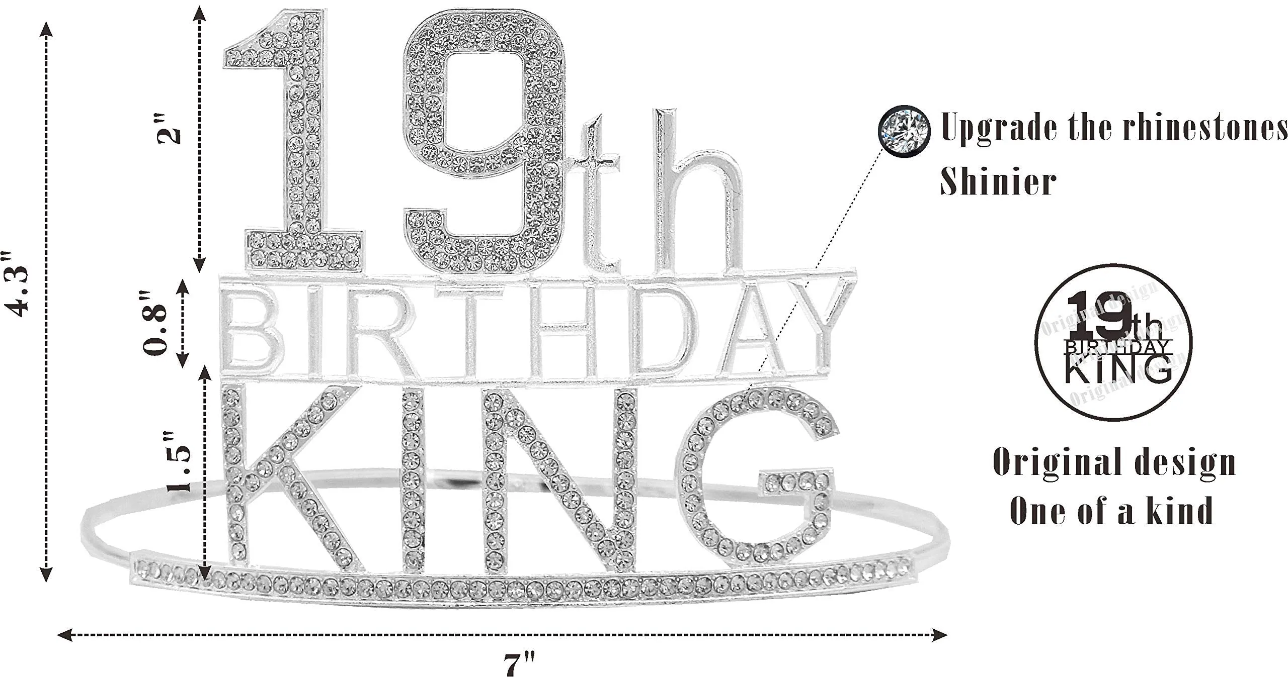 19th Birthday King Crown, 19th Birthday Gifts for Boy, 19th Birthday King Sash, 19th