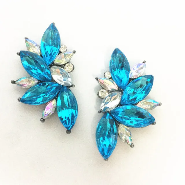 2017 Elegant Crystal Opal Stone Stud Earrings Christmas Party Earrings for Women Trendy Earrings 19 colors