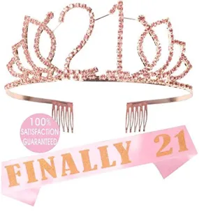 21st Birthday, Finally 21 Birthday, 21st Birthday Gifts for Her, 21 Tiara Pink, 21st