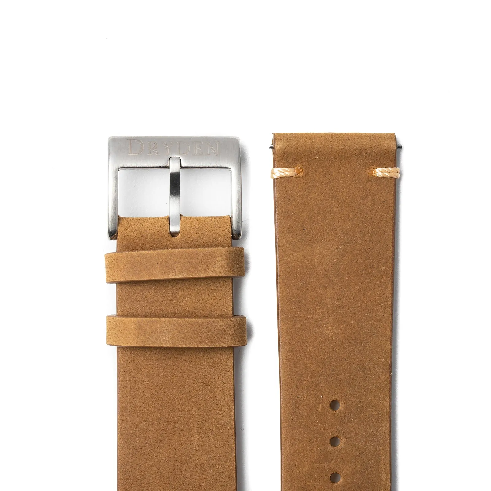 22mm Quick Release Simple Stitch Leather Watch Strap - Light Brown