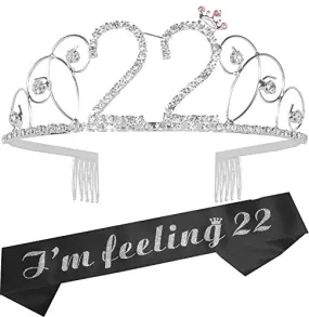 22Nd Birthday Gifts For Girls, 22Nd Birthday Tiara And Sash, Happy 22Nd Birthday Party