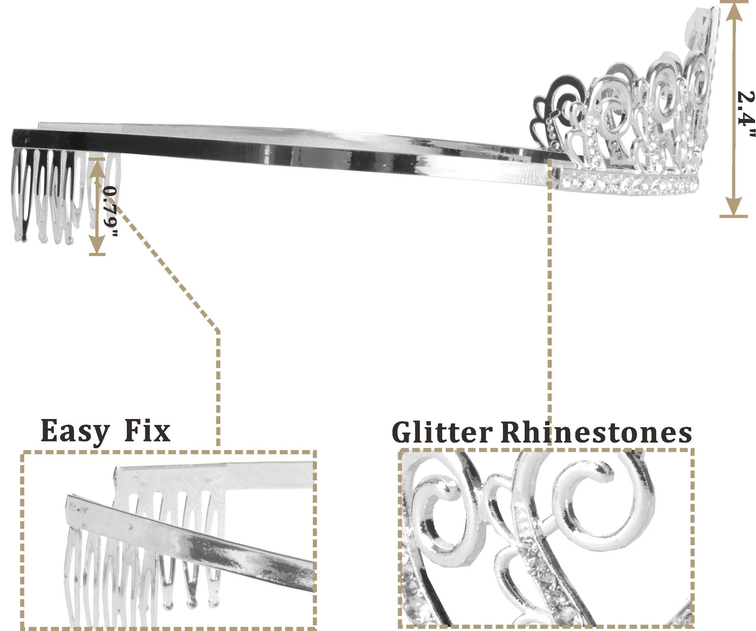 24th Birthday Gifts for Women, 24th Birthday Tiara and Sash Silver, Happy 24th Birthday