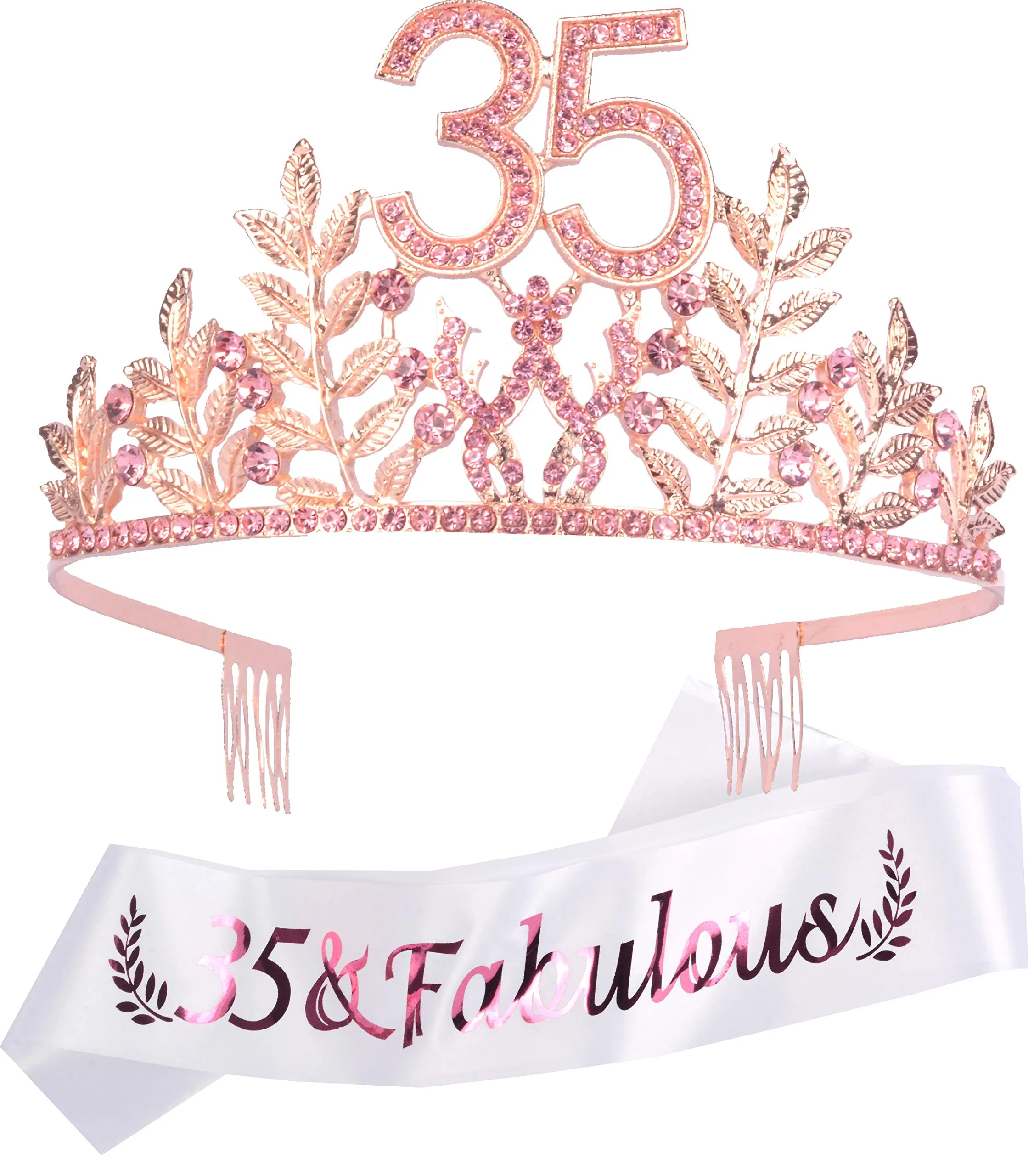 35th Birthday Gifts for Women, 35th Birthday Tiara and Sash, 35 Fabulous Sash and Crystal