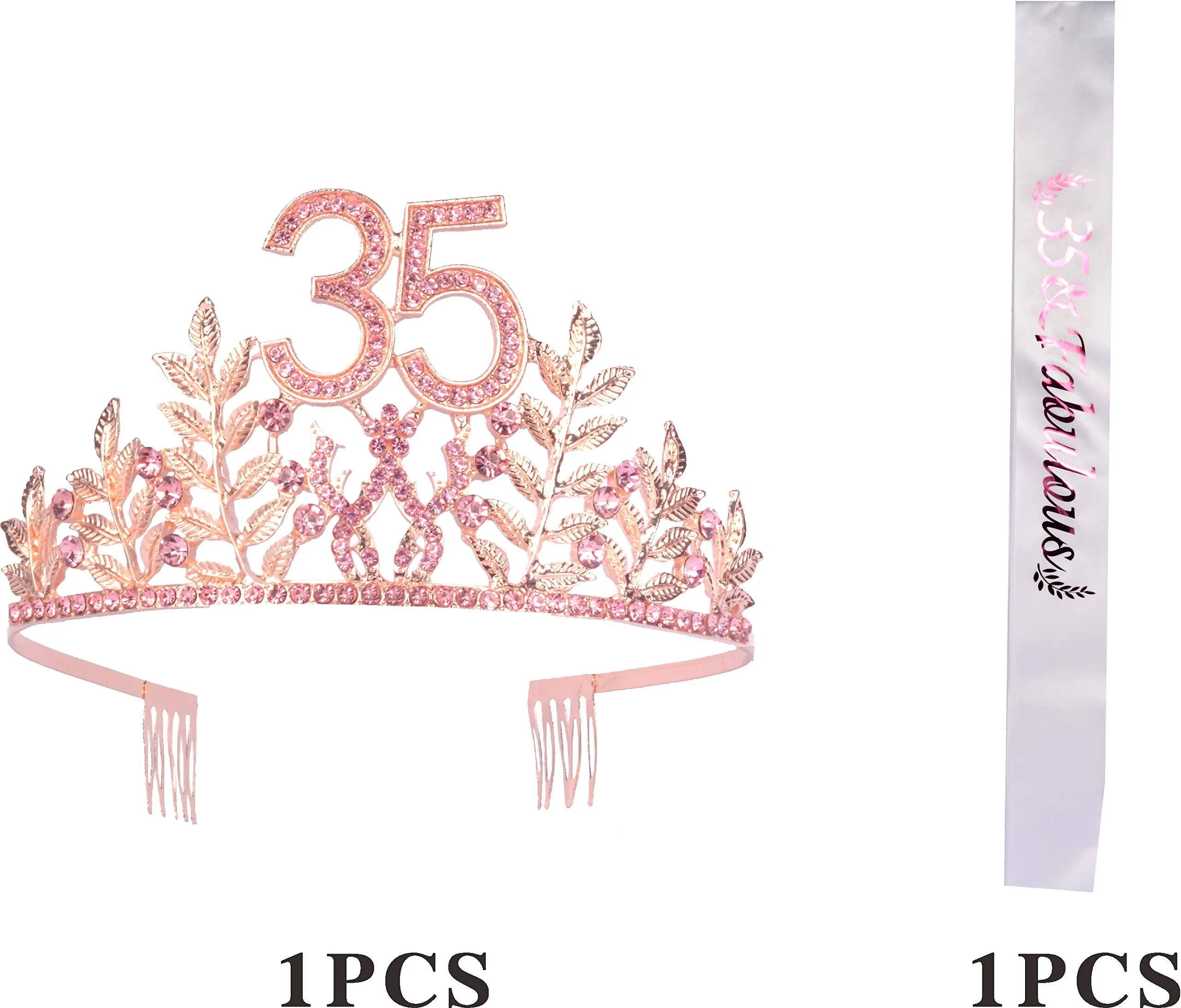 35th Birthday Gifts for Women, 35th Birthday Tiara and Sash, 35 Fabulous Sash and Crystal