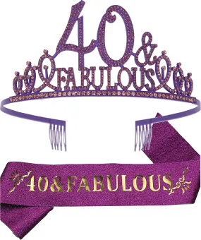 40th Birthday, 40th Birthday Tiara Purple, 40 Tiara and Sash, 40th Crown, 40th Birthday