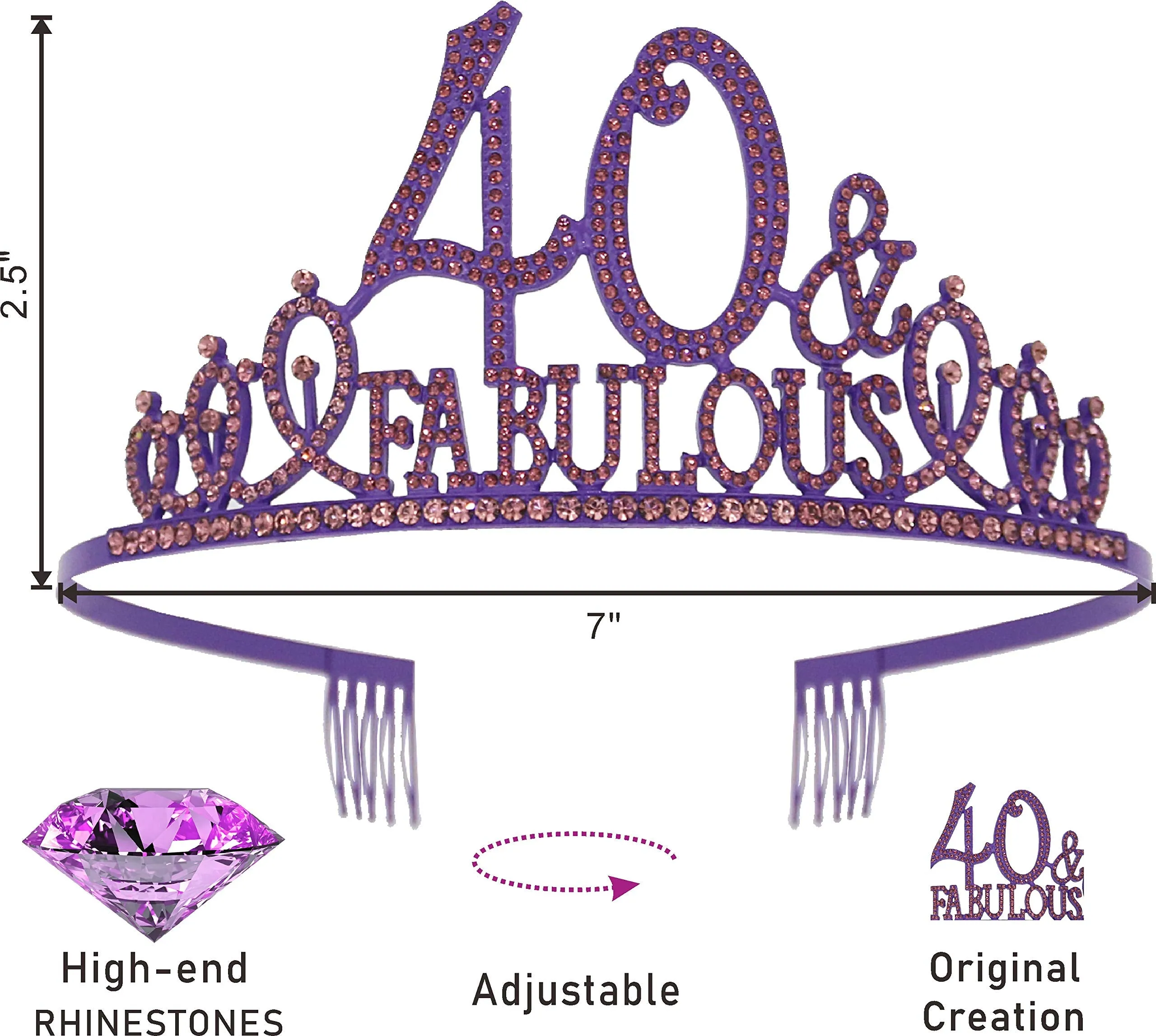 40th Birthday, 40th Birthday Tiara Purple, 40 Tiara and Sash, 40th Crown, 40th Birthday