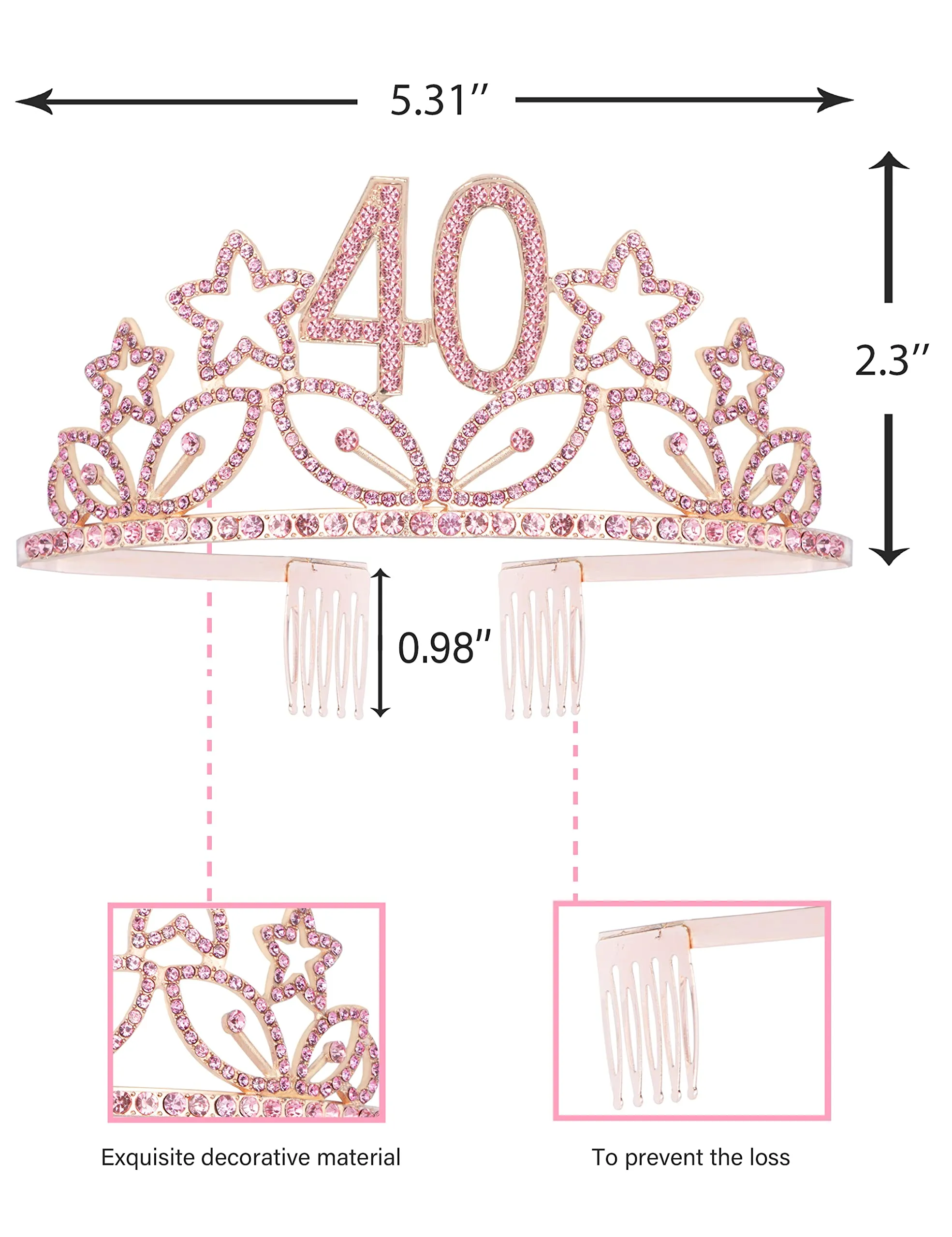 40Th Birthday Gifts For Women, 40Th Tiara And Sash Pink, Happy 40Th Birthday Party