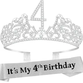 4th Birthday, 4th Birthday Decorations for Girl, 4th Birthday Tiara, 4th Birthday Tiara