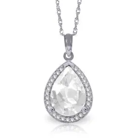 5.61 Carat 14K Solid White Gold It Is Near White Topaz Diamond Necklace