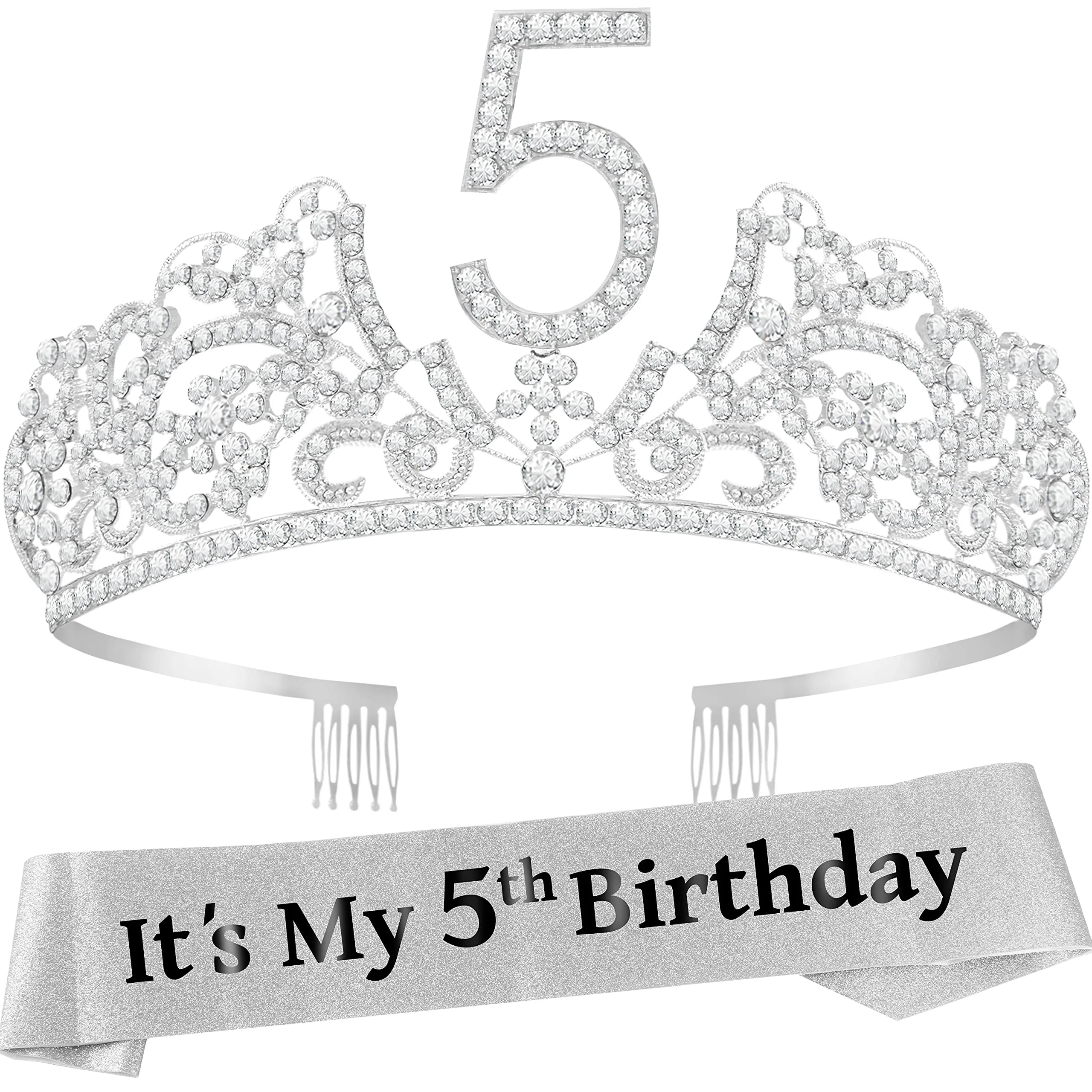 5th Birthday Gifts for Girl, 5th Birthday Tiara and Sash, 5th Birthday Decorations