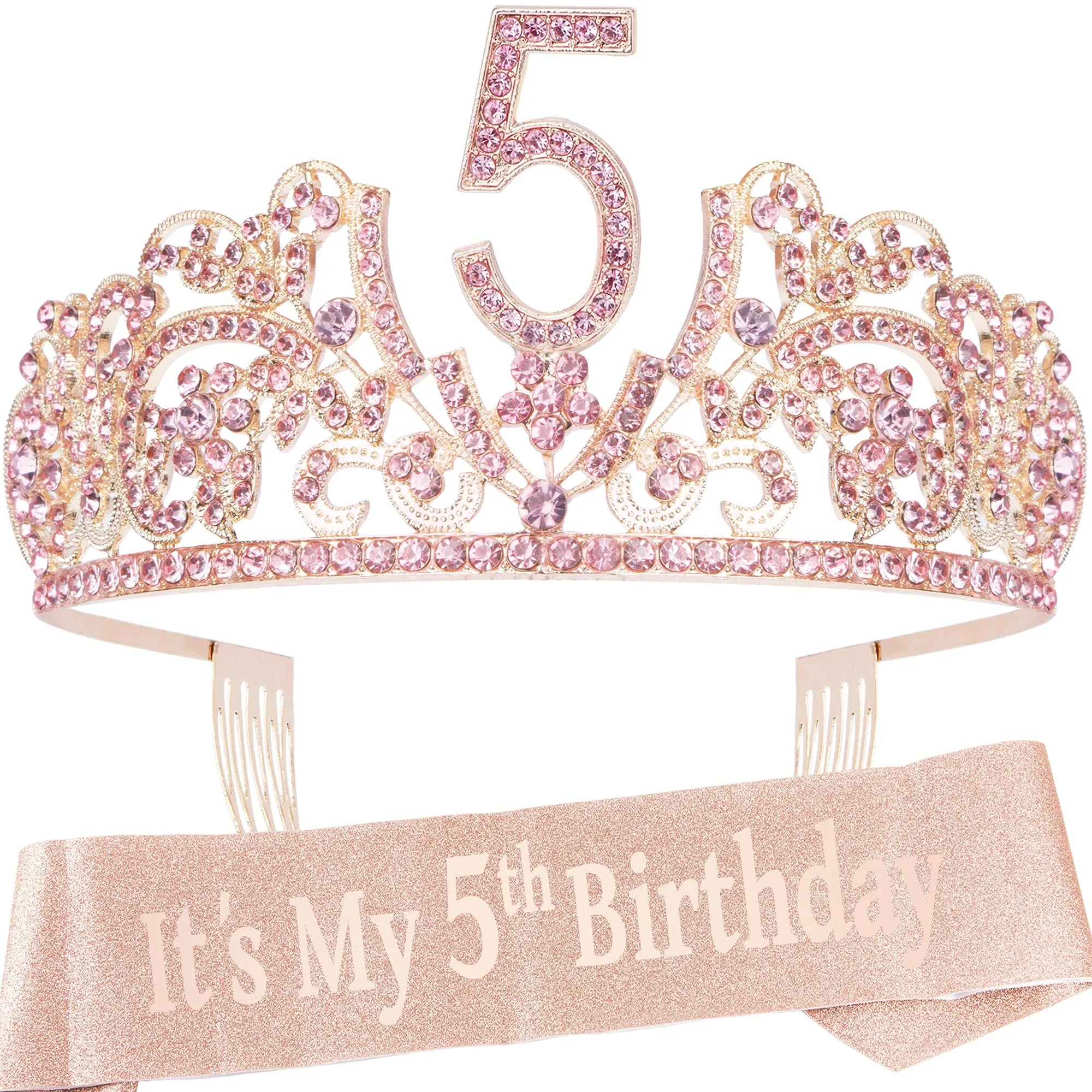 5th Birthday Gifts for Girl, 5th Birthday Tiara and Sash, 5th Birthday Decorations