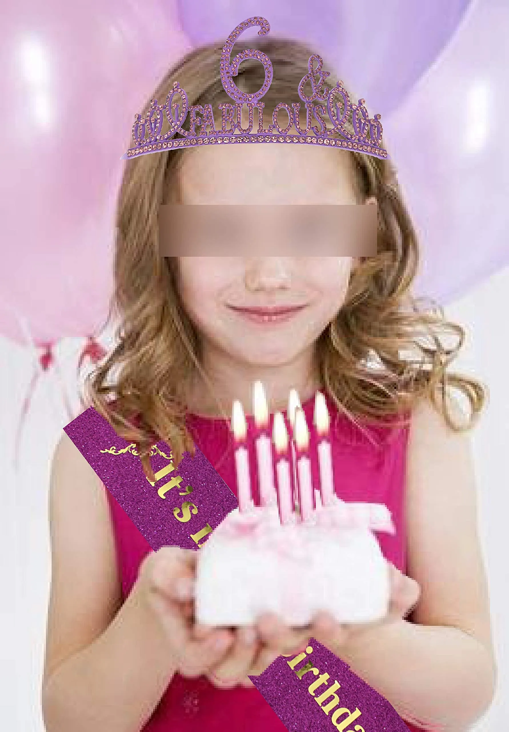 6th Birthday Gifts for Girls,6th Birthday Tiara and Sash Purple,6th Birthday Decorations